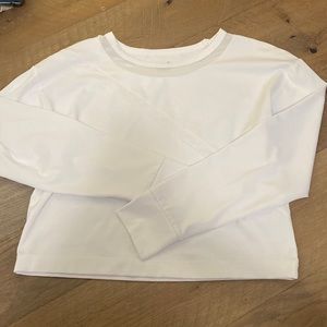 white athletic long sleeve, cute mesh